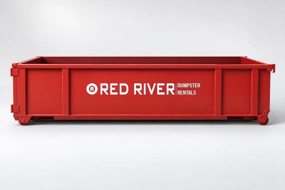 Red River branded red roll-off dumpster, 20-yard option