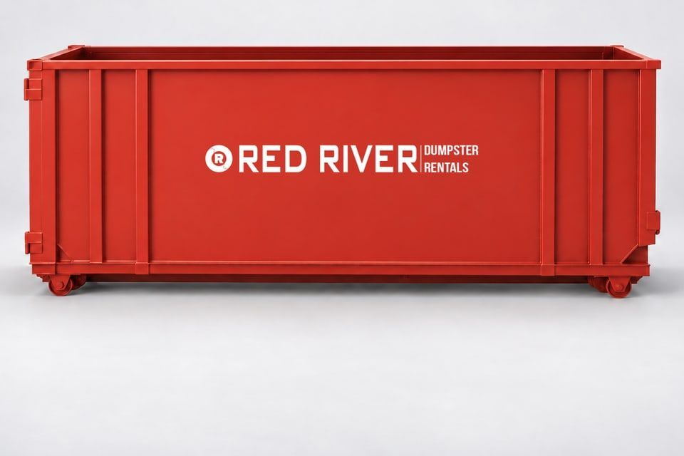 Red River branded red roll-off dumpster, 30-yard option